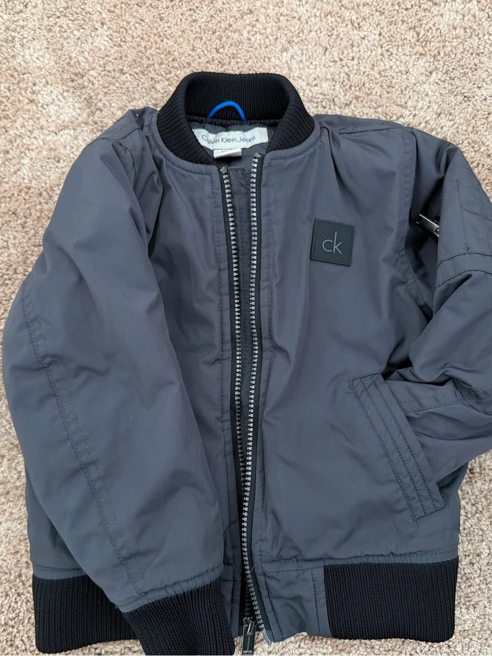 Calvin Klein Jeans Boys Charcoal Gray MA-1 Bomber Jacket Size 4T M(4)